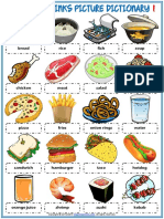 Food and Drinks Vocabulary Esl Picture Dictionary Worksheets For Kids