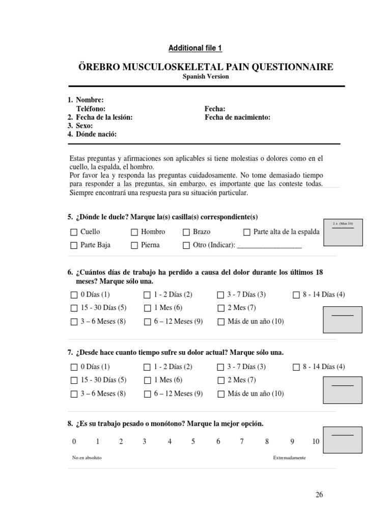 Cuestionario Örebro en Español | PDF | Violencia
