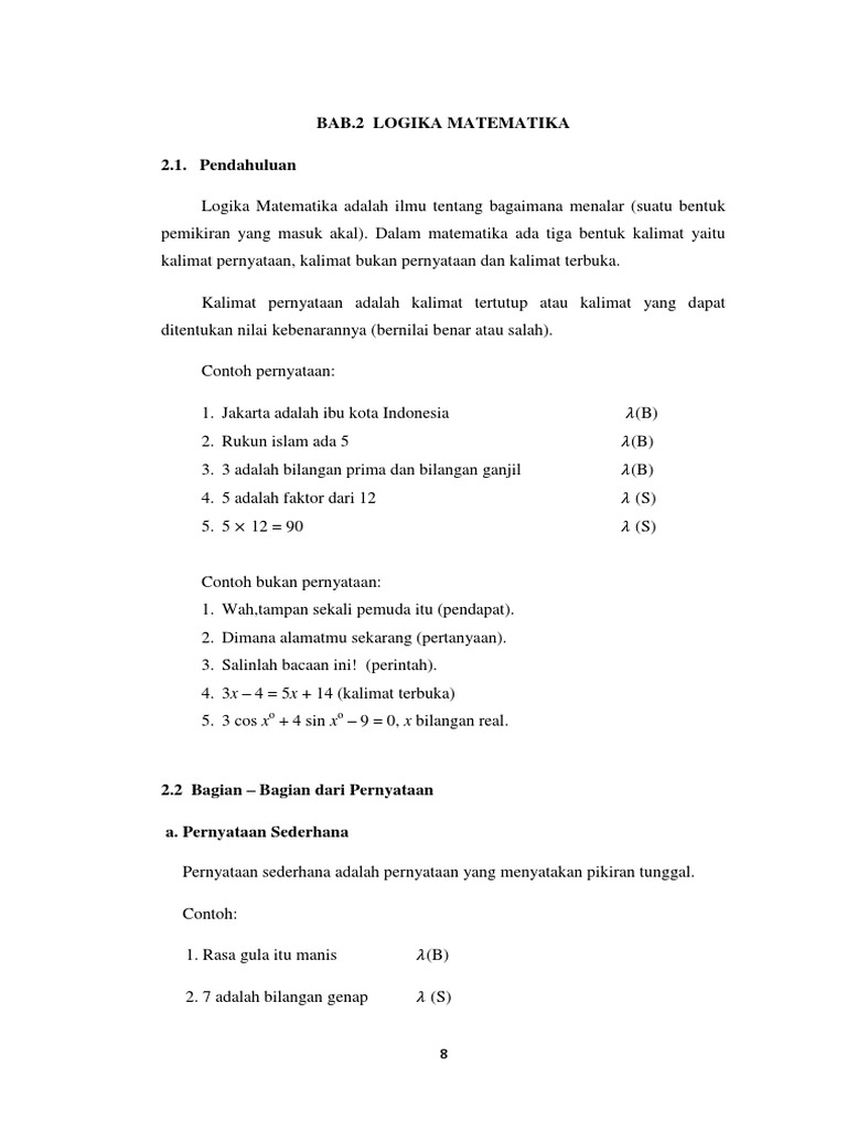 Pengantar Logika Matematika dan Tabel Kebenaran | PDF