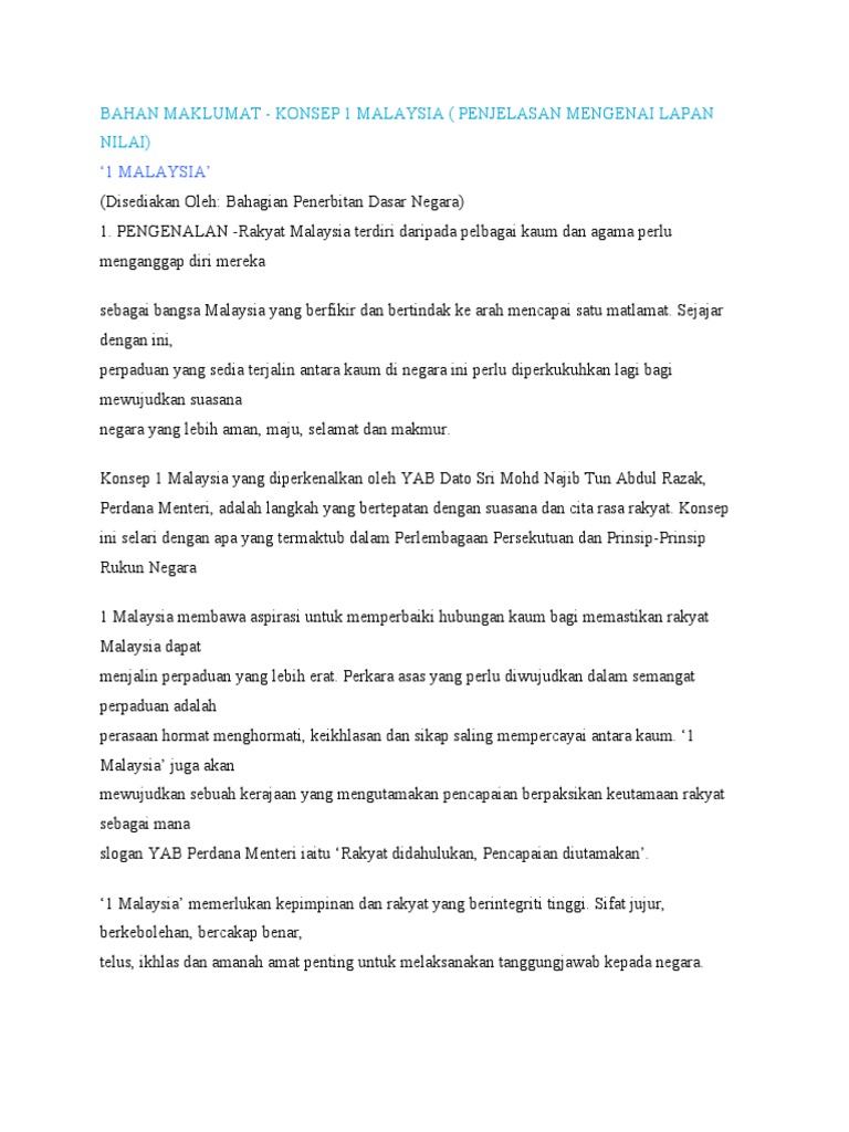 Konsep 1 Malaysia Pdf