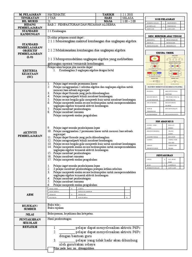 Bab 2 Pemfaktoran Dan Pecahan Algebra Pdf