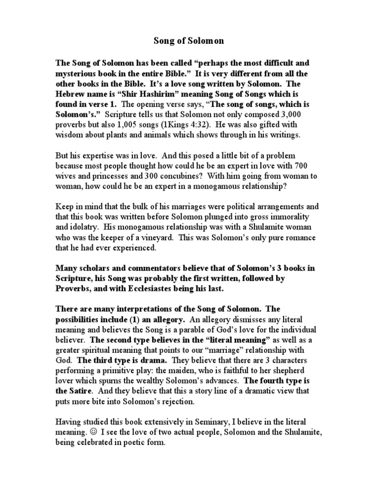 Song of Solomon | PDF | Song Of Songs | Wedding