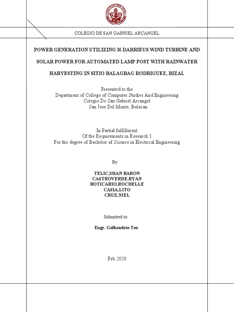 Wind and Solar Power for Smart Lamp Posts | PDF | Science & Mathematics