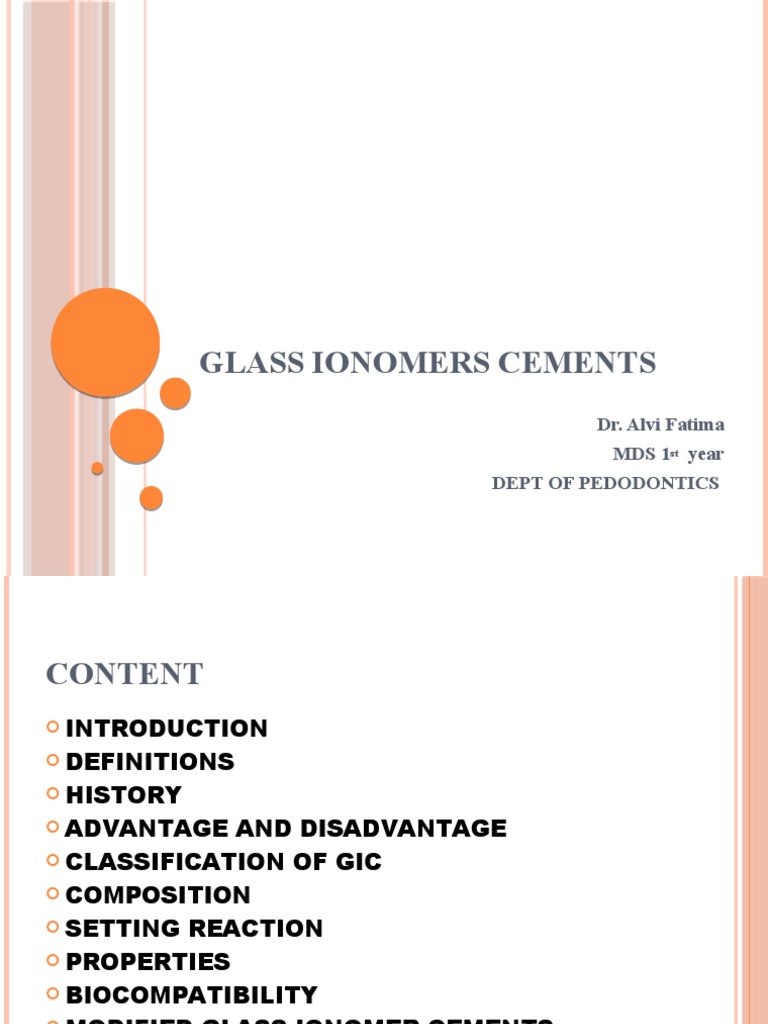 Glass Ionomers Cements PDF Materials Chemistry