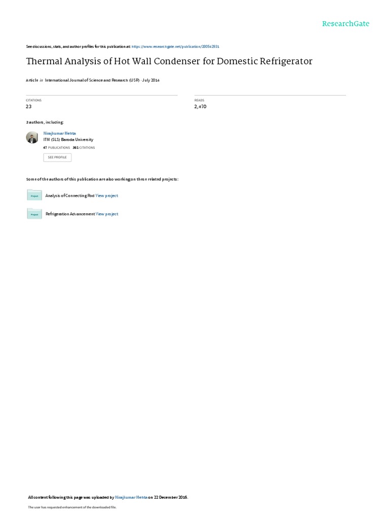 Thermal Analysis of Hot Wall Condenser For Domestic Refrigerator
