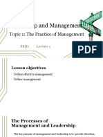 Leadership and Management: Topic 1: The Practice of Management