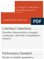 Characteristics, Strengths, Weaknesses and Kinds of Quantitative Research