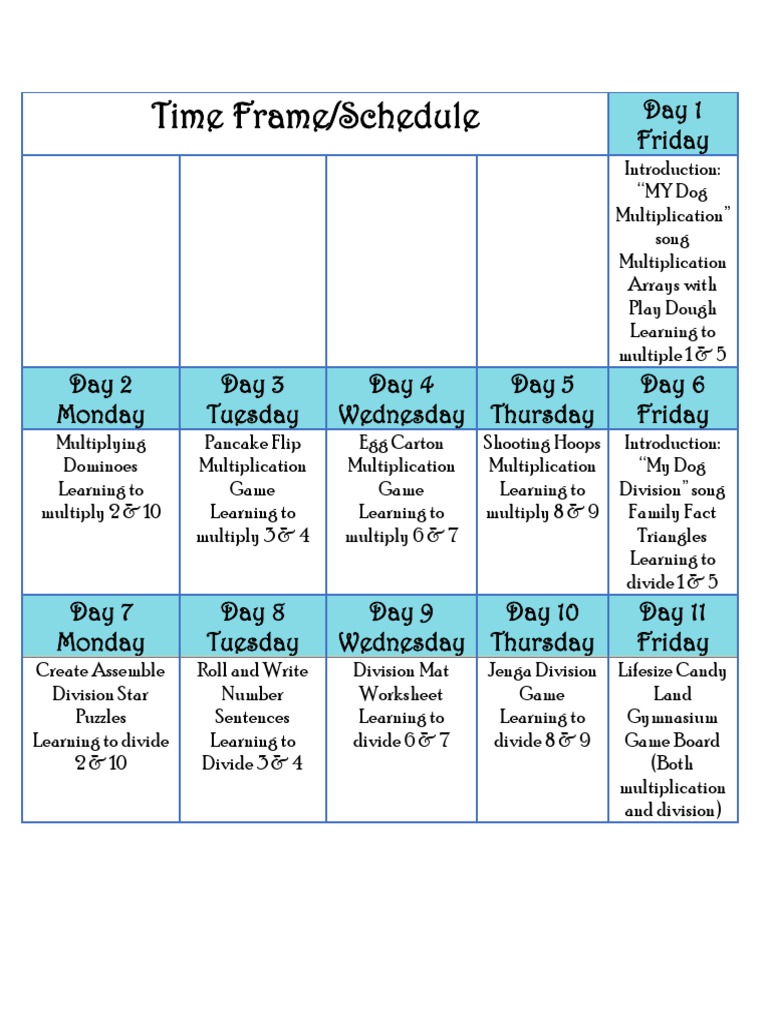 Educ 310 Time Frame Weebly | PDF