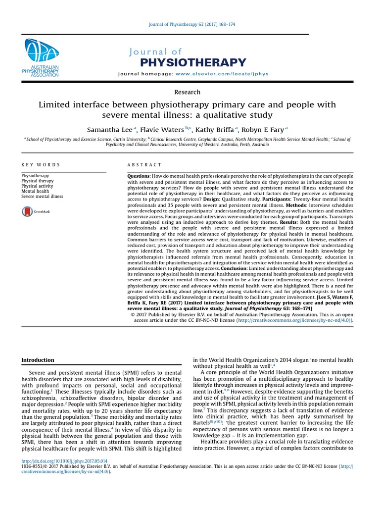 PDF1. The Role of Physiotherapy in Mental Health Are Unknown | PDF ...