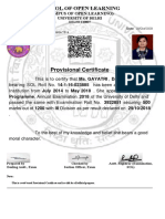 SOL Provisional Certificate for B.A. Programme Pass in 2018