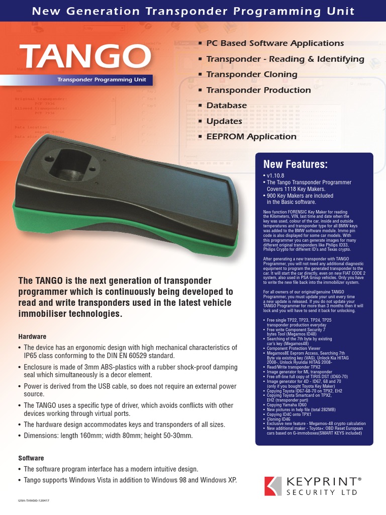 TANGO Transponder Programmer Overview | PDF | Programmer | Microsoft ...
