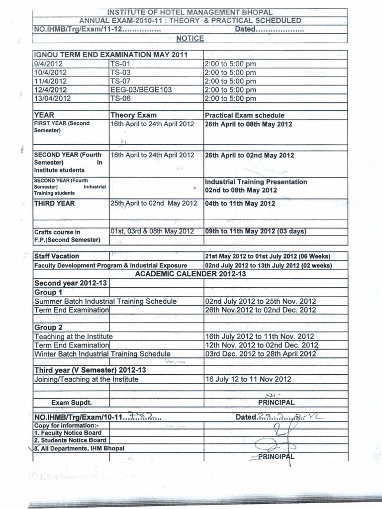 Ignou & Practical Exam Date Sheet PDF Academia Schools