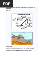 Lecture 2-Rocks Rocks Are Grouped Into Three Types, Namely Igneous, Metamorphic and Sedimentary