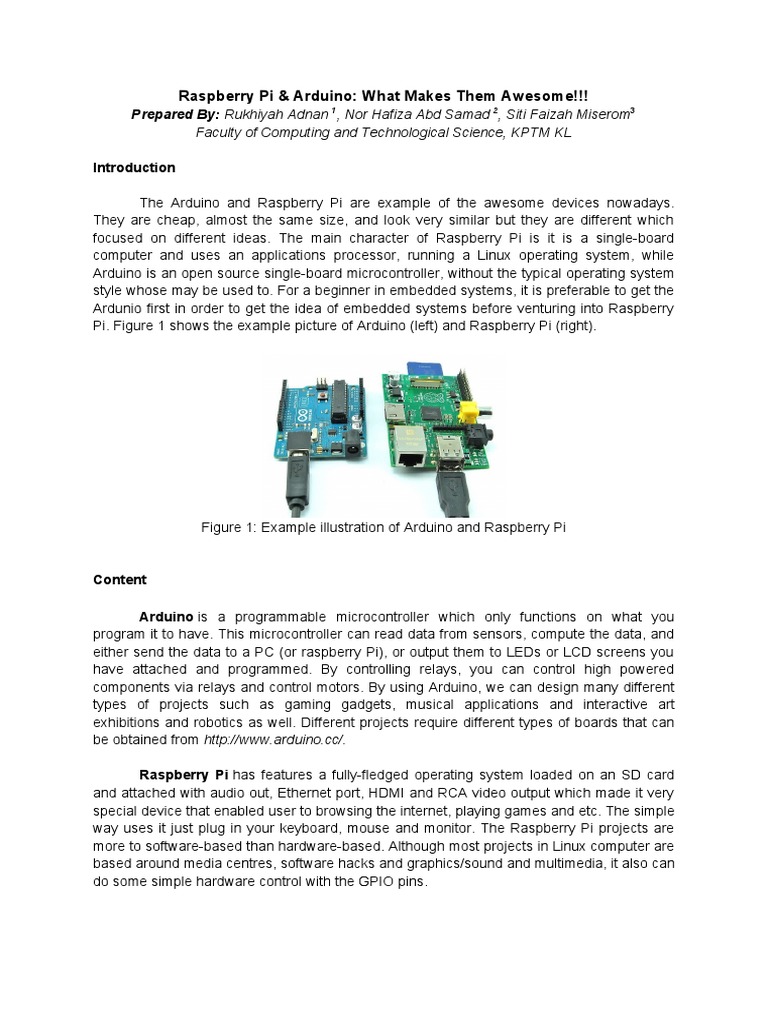 Arduino vs Raspberry Pi: Key Differences | PDF | Electronic Engineering ...