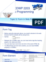 CDWP 2203 Web Programming: Topic 5: Form in Web Pages