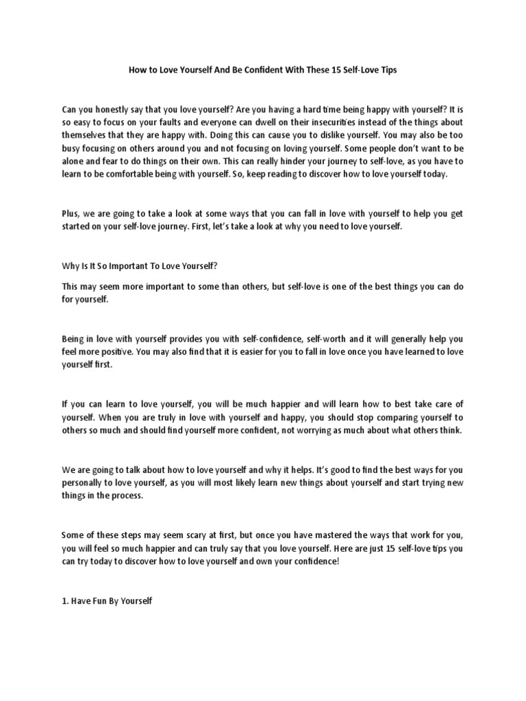 How To Love Yourself | PDF | Feeling