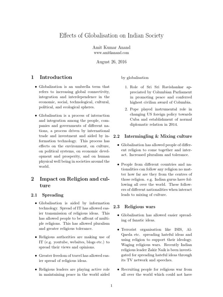 Globalization's Impact on Indian Society | PDF | Farmer | Globalization