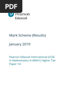 Mark Scheme (Results) January 2019: Pearson Edexcel International GCSE in Mathematics A (4MA1) Higher Tier Paper 1H