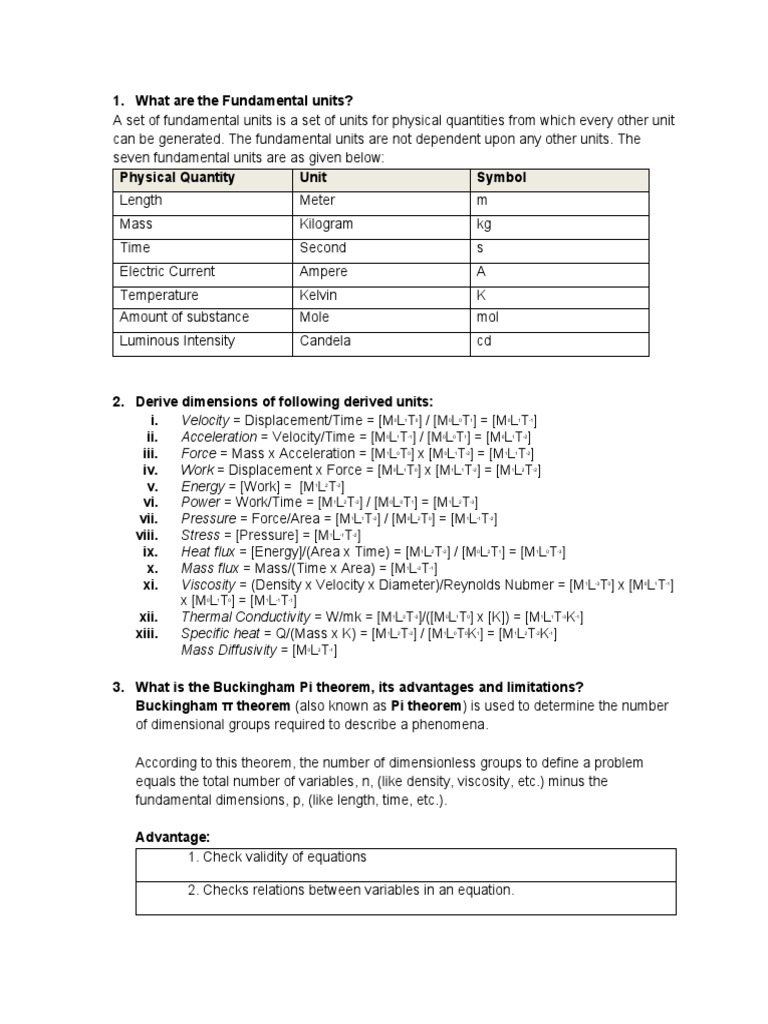 Assignment 1 (Dimensional Analysis) PDF Materials Science