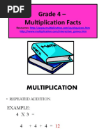 Grade 4 - Multiplication Facts: Resources