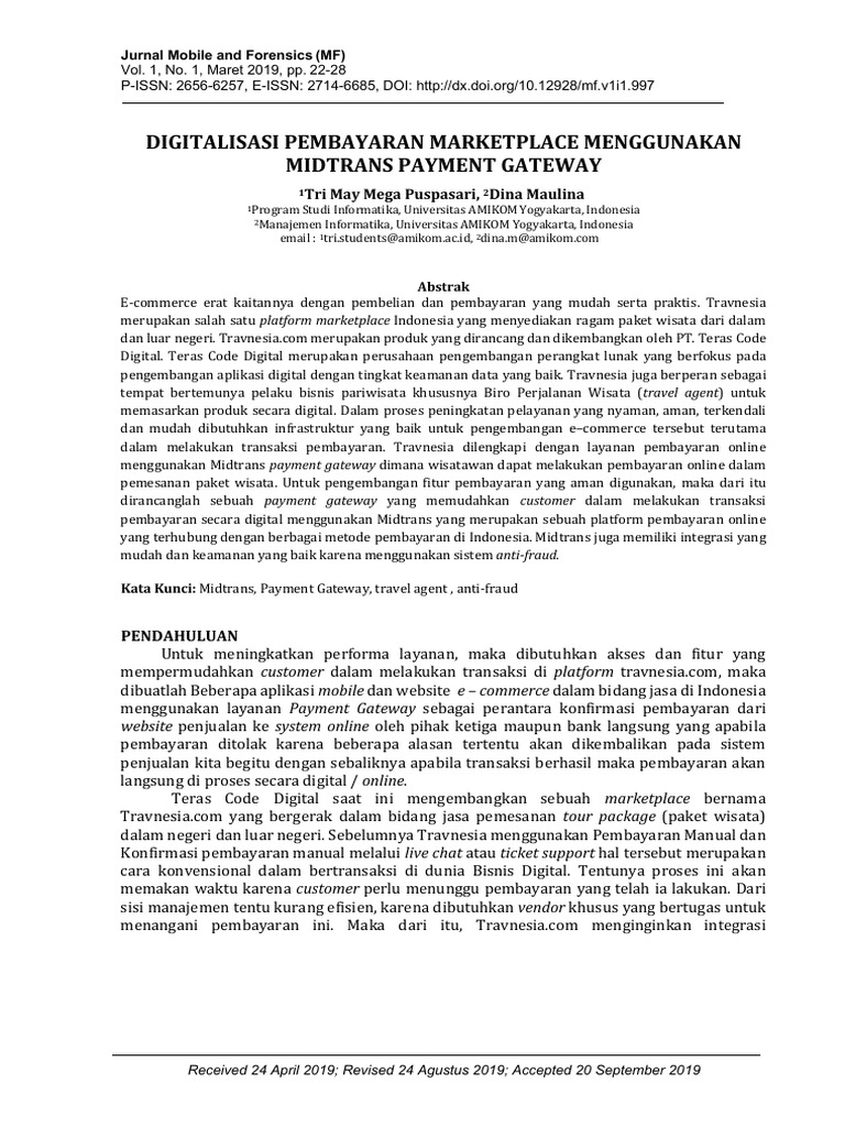 Implementasi payment gateway menggunakan midtrans pada marketplace