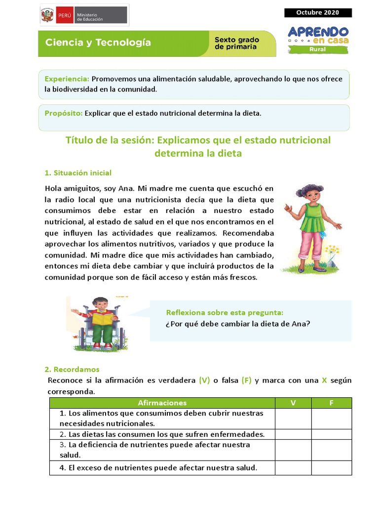Ficha 3 Sesion 1 Exp 2 Ciencia y Tecnologia Sexto Grado - Octubre 2020 ...
