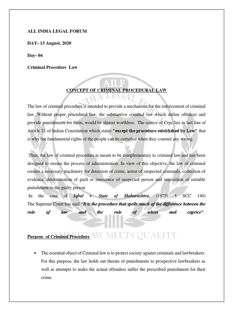 Overview of Criminal Procedure Law | PDF | Bail | Criminal Procedure In ...