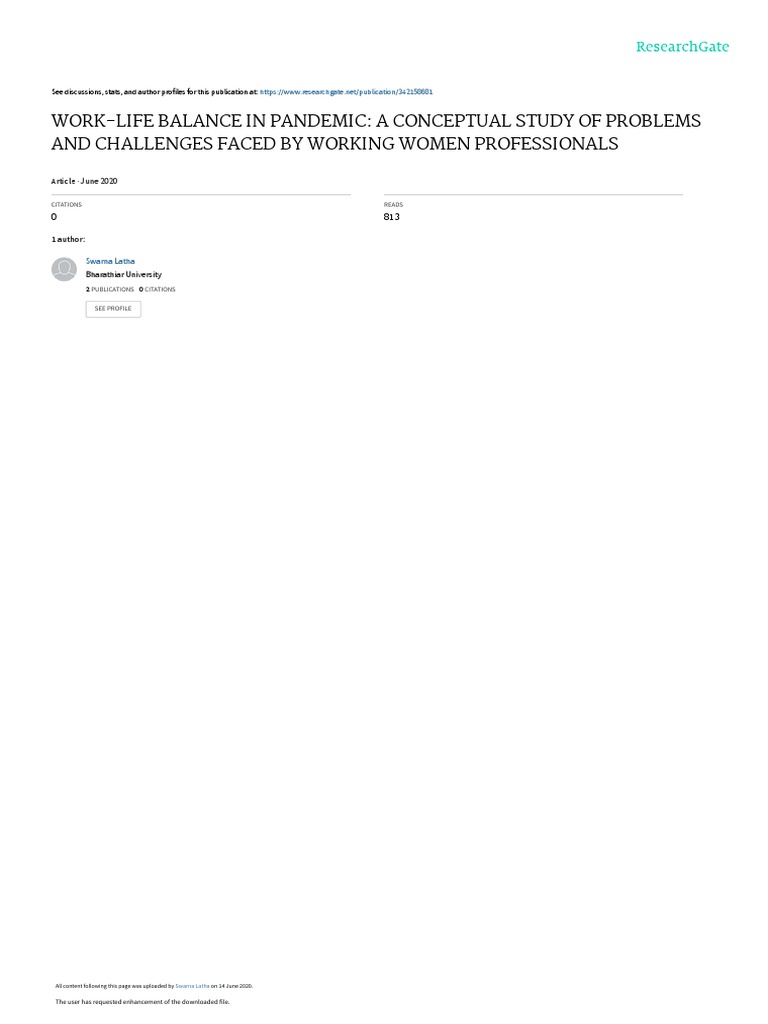Work Life Balancein Pandemic | PDF | Work–Life Balance | Well Being