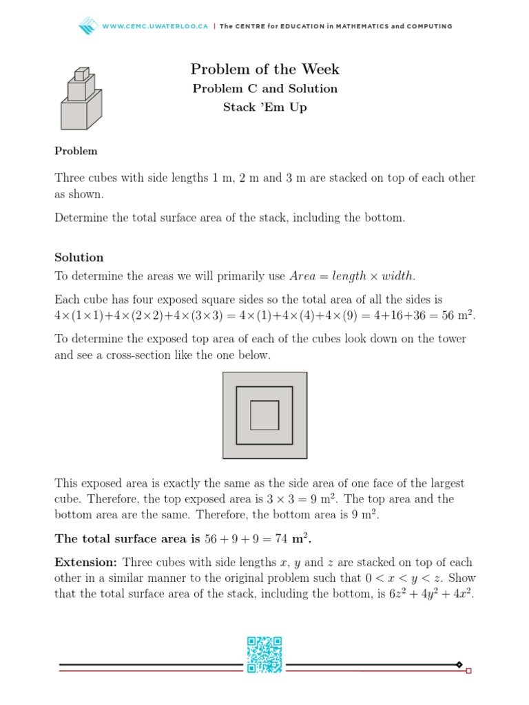 Total Surface Area of Stacked Cubes | PDF