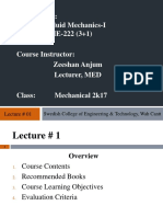 Course Title: Fluid Mechanics-I ME-222 (3+1) : Lecture # 01