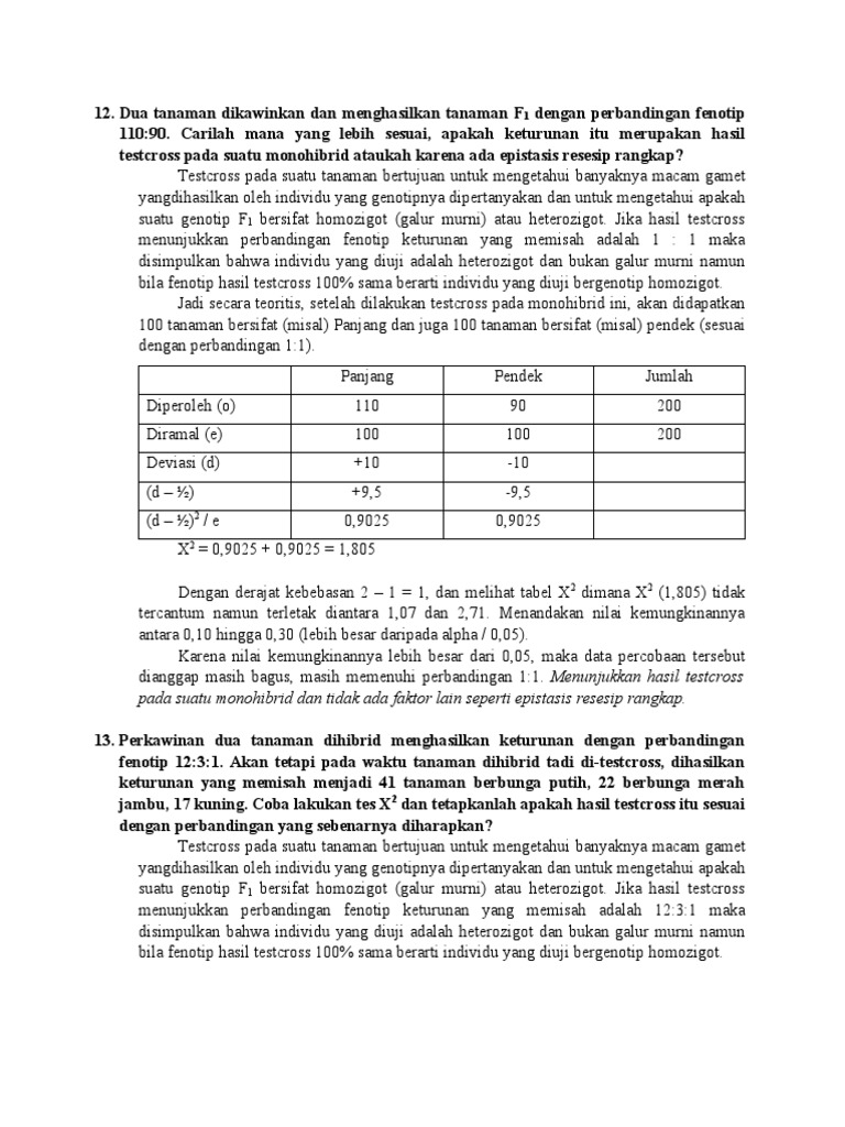 Pada Suatu Monohibrid Dan Tidak Ada Faktor Lain Seperti Epistasis
