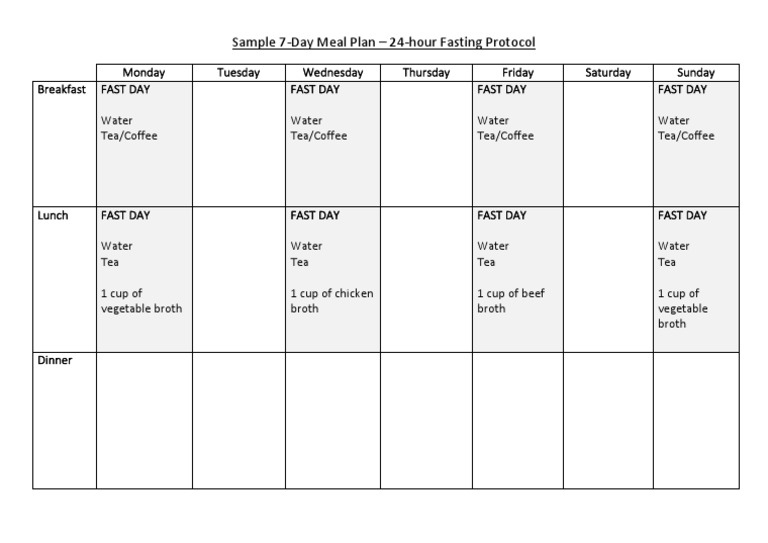 Obesity Code Sample 7 Day Meal Plan - 24 Hour Fasting Protocol With ...