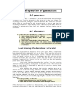 Load sharing and parallel operation of D.C. generators and A.C. alternators