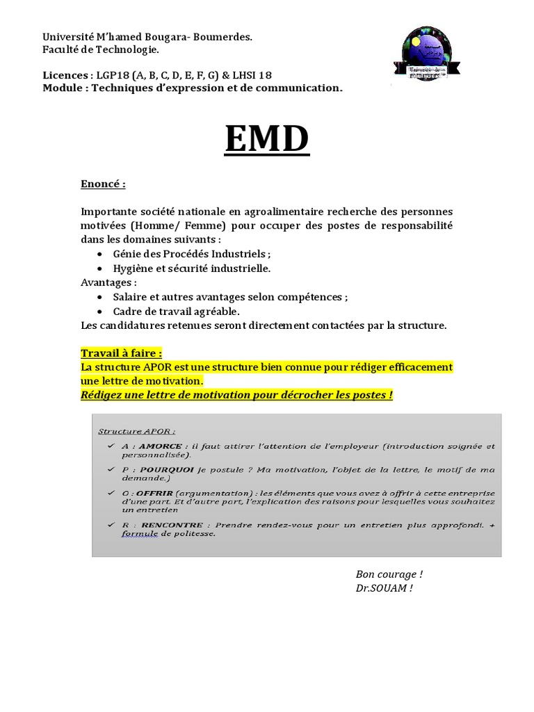 EMD Technique de Communication 2020 PDF | PDF