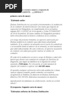 Carta de Endesa a usuario canario y respuesta de éste