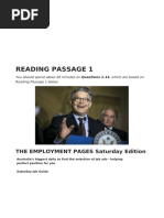 Reading Passage 1: THE EMPLOYMENT PAGES Saturday Edition