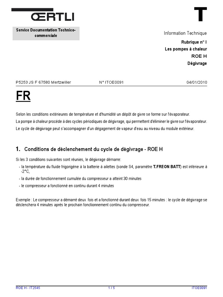 Dégivrage des pompes à chaleur PDF Pompe à chaleur Réacteur à eau — free download