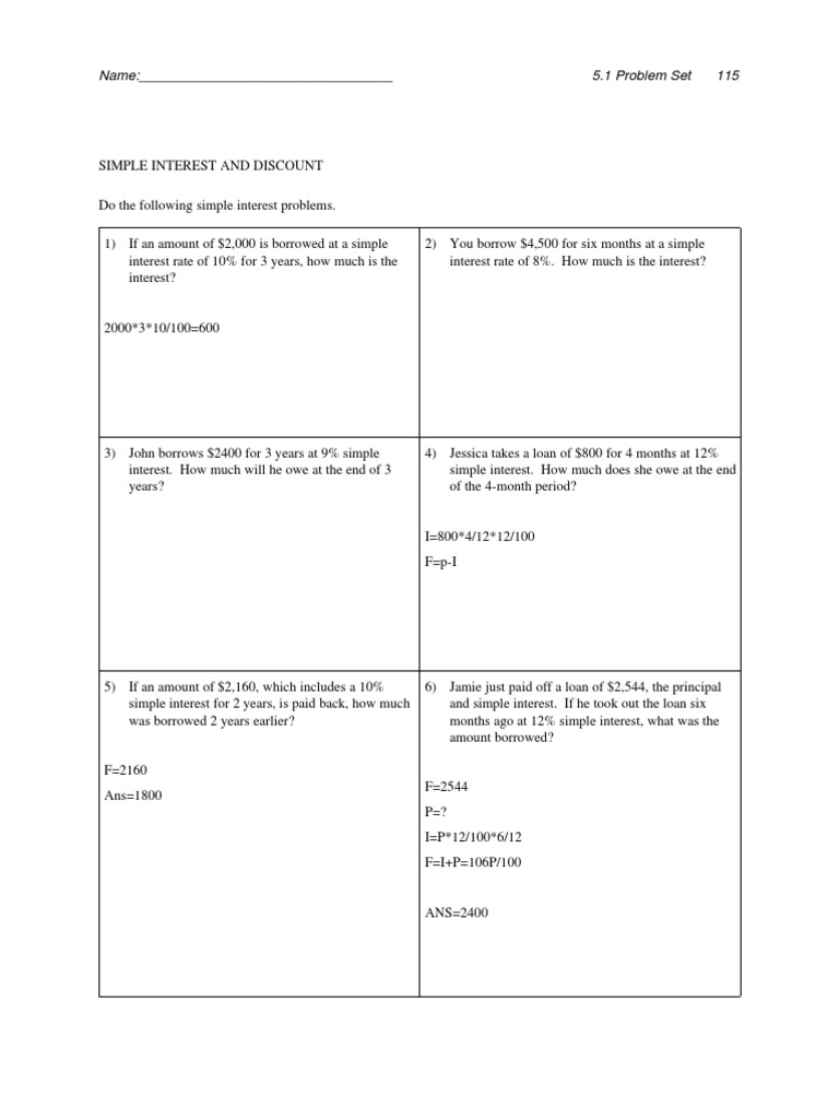 Simple Interest and Loan Calculations | PDF | Interest | Present Value