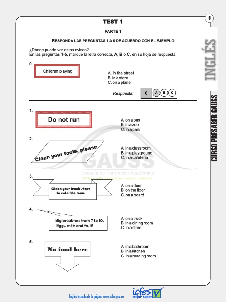 Ejercicios de Inglés para ICFES | PDF | Bebidas
