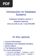 Introduction To Database Systems: Database Systems Lecture 1 Natasha Alechina WWW - Cs.nott - Ac.uk/ nza/G51DBS