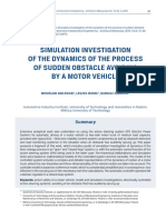 Simulation Investigation of The Dynamics of The Process of Sudden Obstacle Avoiding by A Motor Vehicle PDF