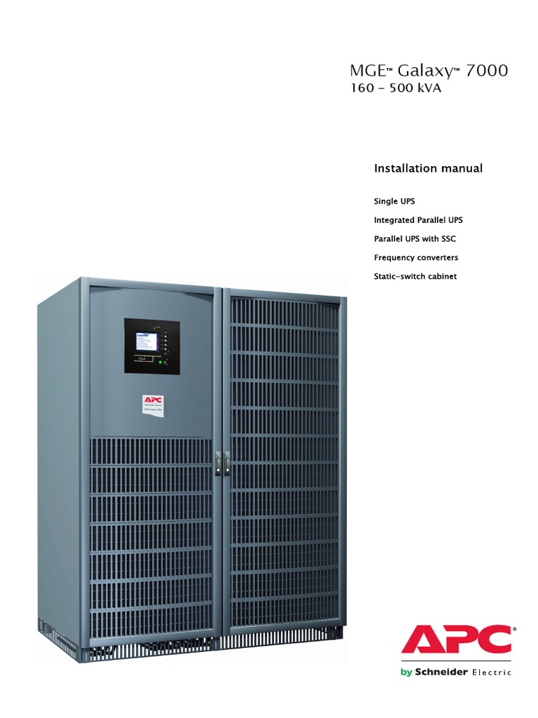 MGE Galaxy 7000: Installation Manual | PDF | Polyethylene | Power Inverter