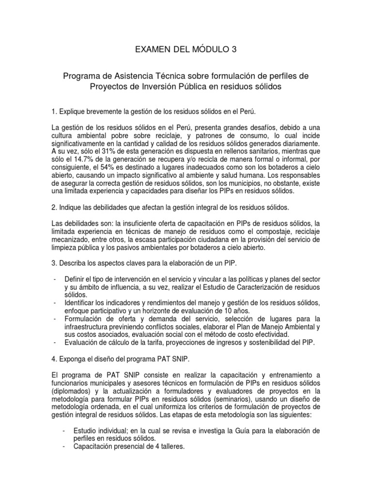 Examen Del Módulo 3 Pdf Gestión De Residuos Residuos