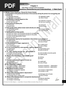Macroeconomics Class 12 Circular Flow of Income MCQ-CBSE