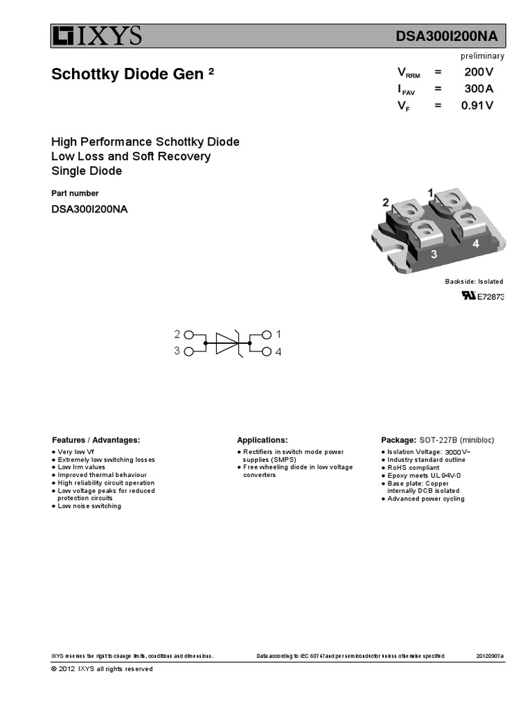 Schottky Diode Gen Low Loss and Soft Recovery High Performance