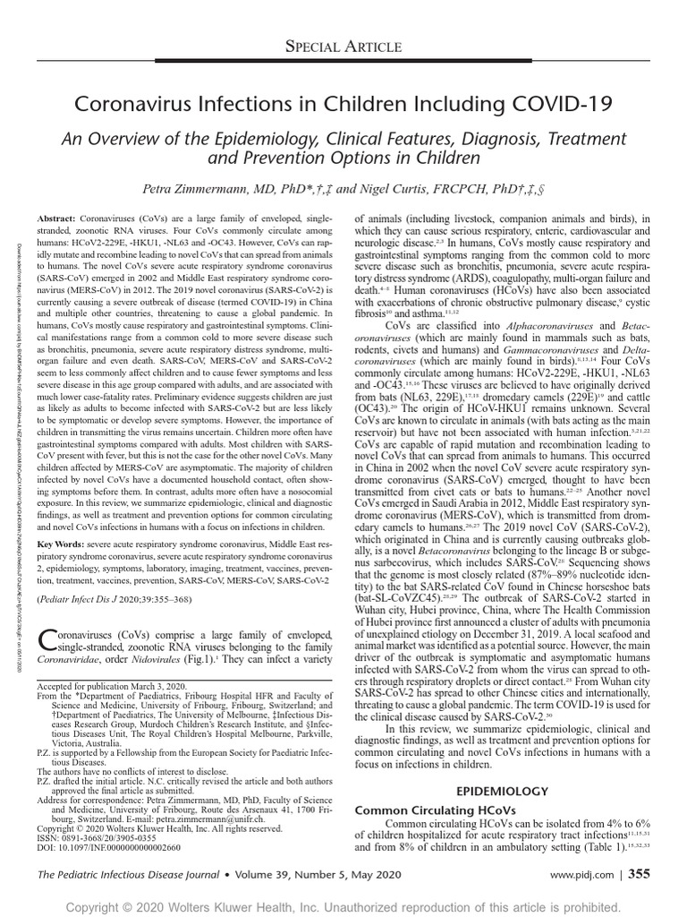 Coronavirus Infections in Children Including.1 | PDF | Diseases And ...