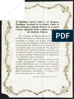 1861 Artesanos de Bogotá - Invitación A Mosquera para Misa Por Triunfo