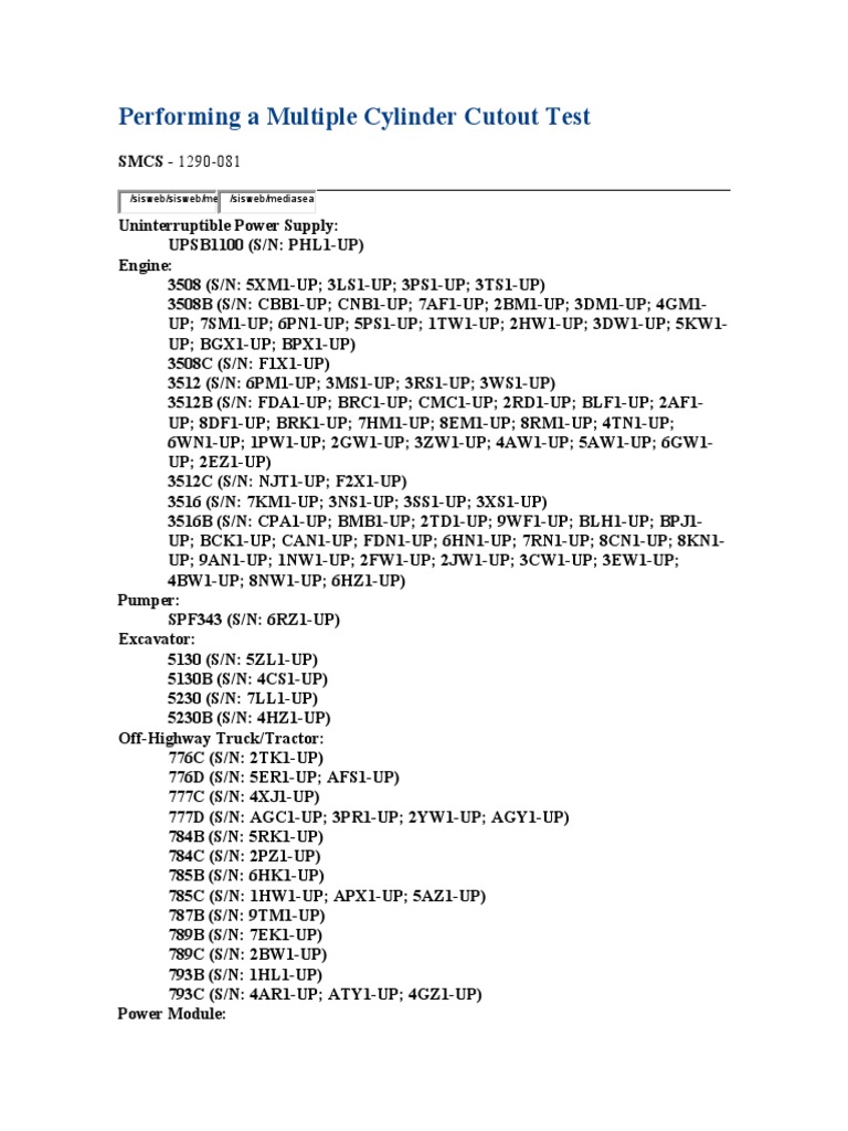 Performing A Multiple Cylinder Cutout Test PDF Fuel Injection Leak