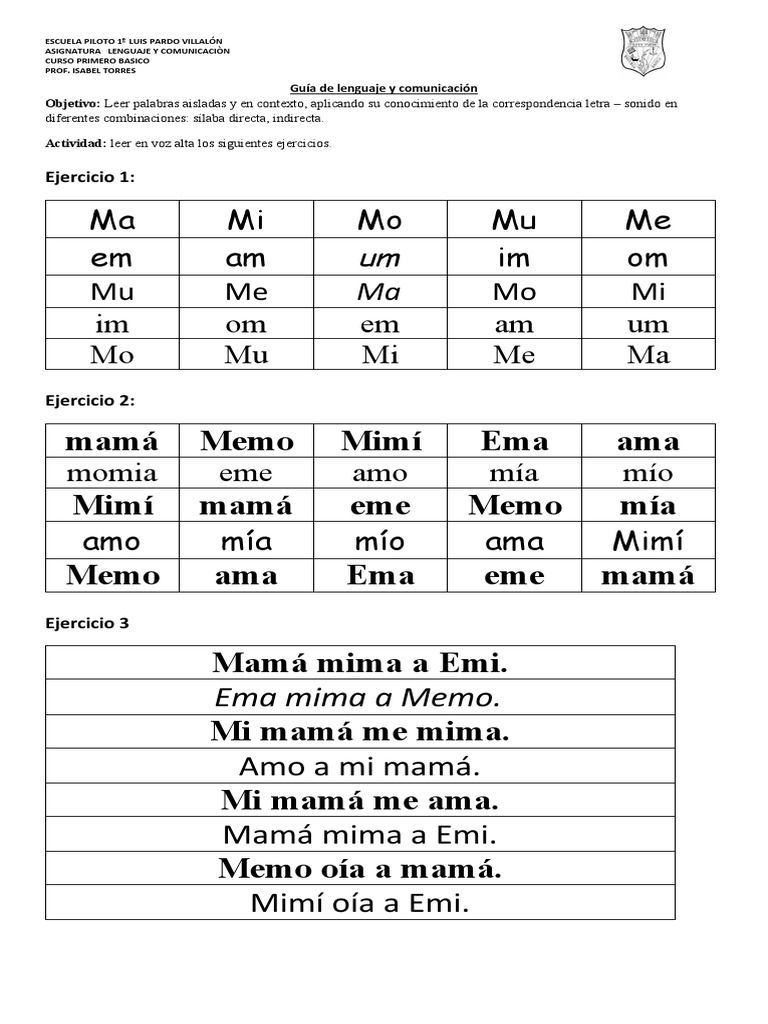 Lectura y Escritura con la Letra M | PDF | Psicolingüística