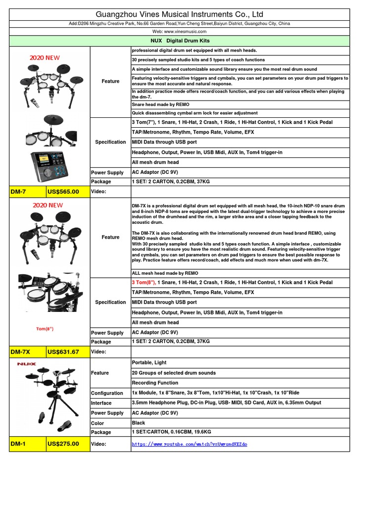10 Percussion Price List 20200425 PDF Drum Kit Usb